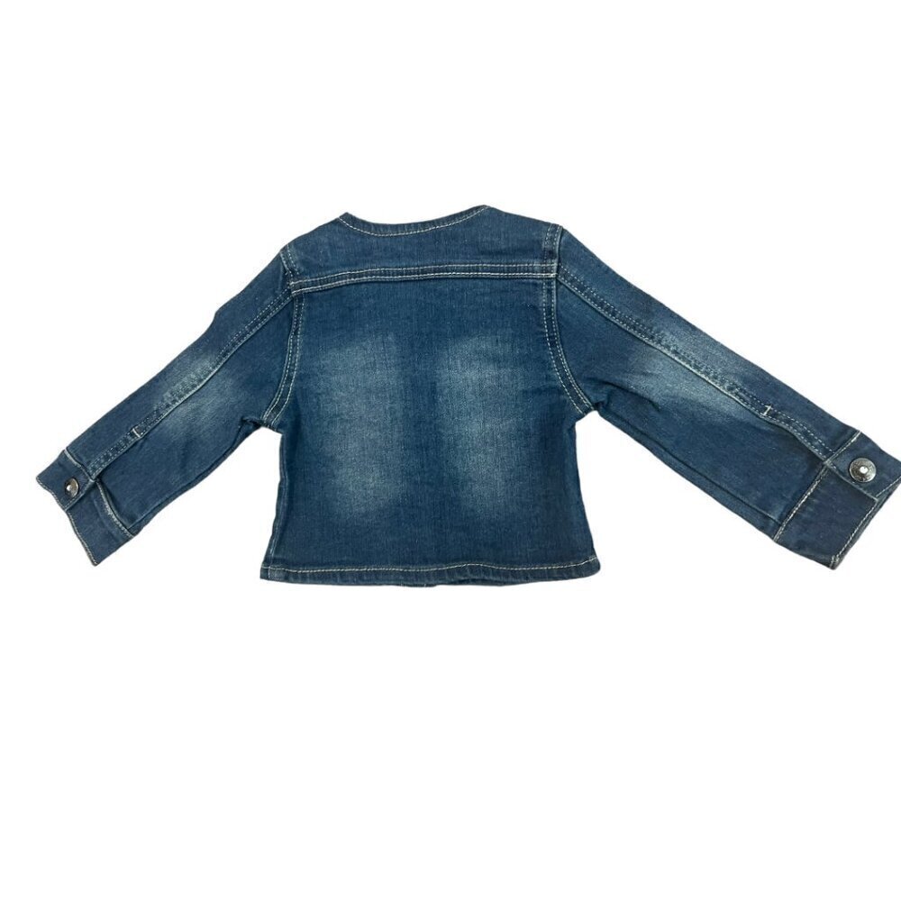 3 Pommes Baby Girl Jean Jacket 12 Months Blue Denim Embellished - Picture 4 of 6